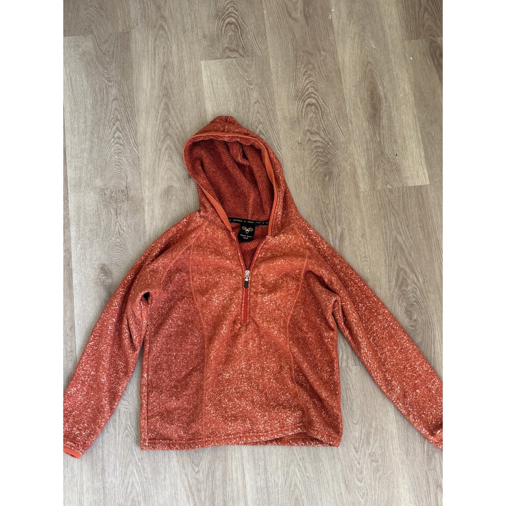 Wooly Bully Wear Colorado Women (S) Burnt Orange Marl Quarter Zip Fleece Hoodie